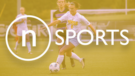 Stock image of NKU Womens Soccer player with northerner logo and SPORTS overlayed on top of it.