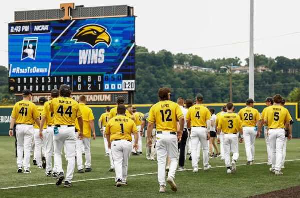 The Norse walk off the field after a crushing defeat to Southern Mississippi ends their historic season.