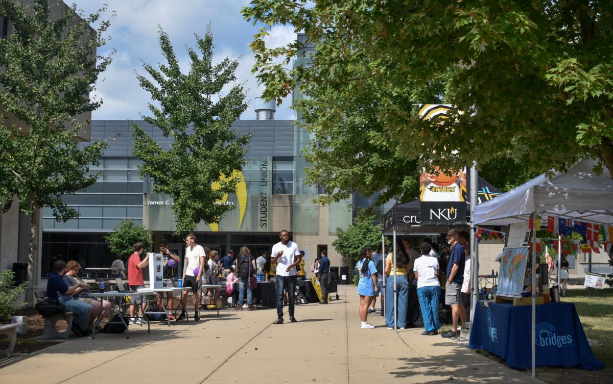 NKU students gather on the Student Union Plaza to learn more about student organizations.