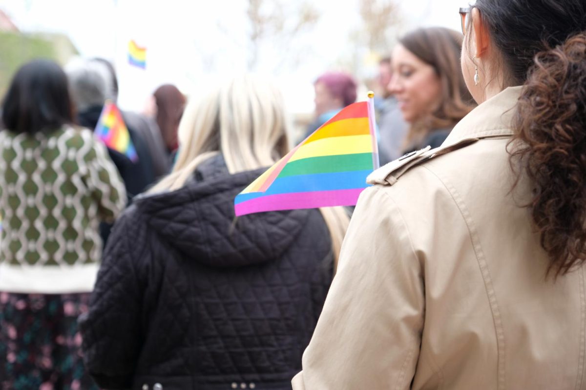 An LGBTQ student organization speaking against anti-DEI legislation earlier this year.