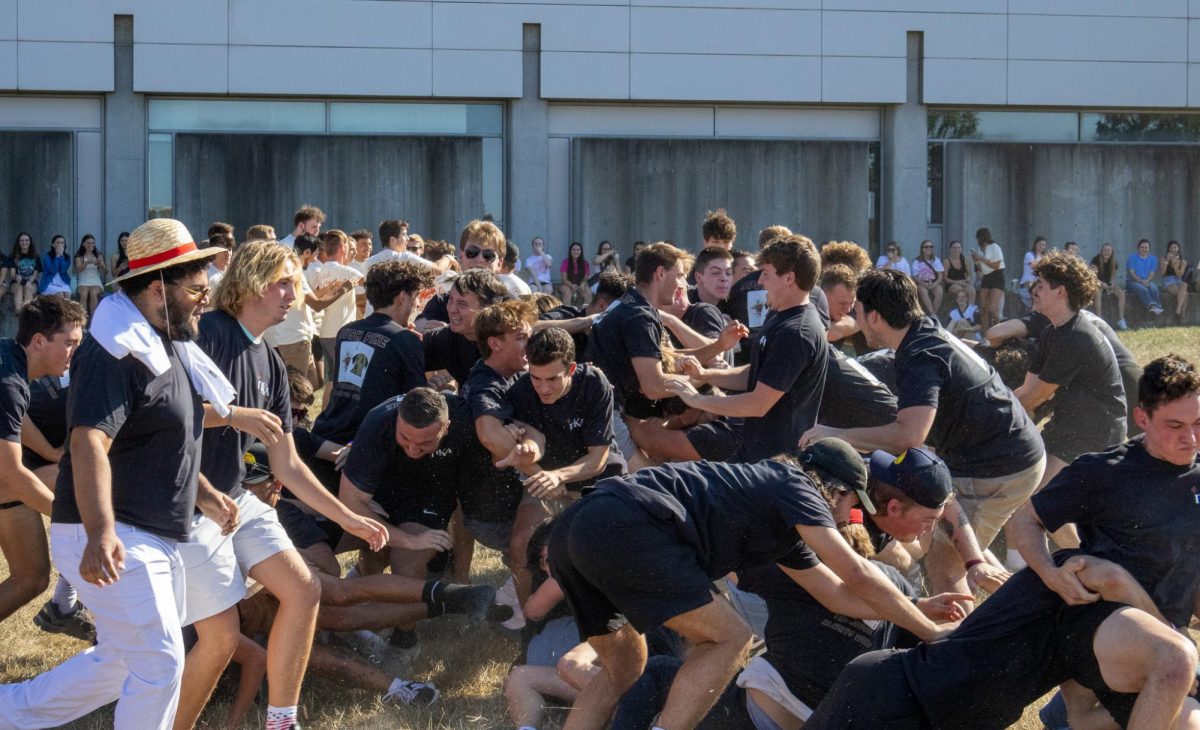 Pi Kappa Alpha brothers crash into one another during an exhilarating runout. 