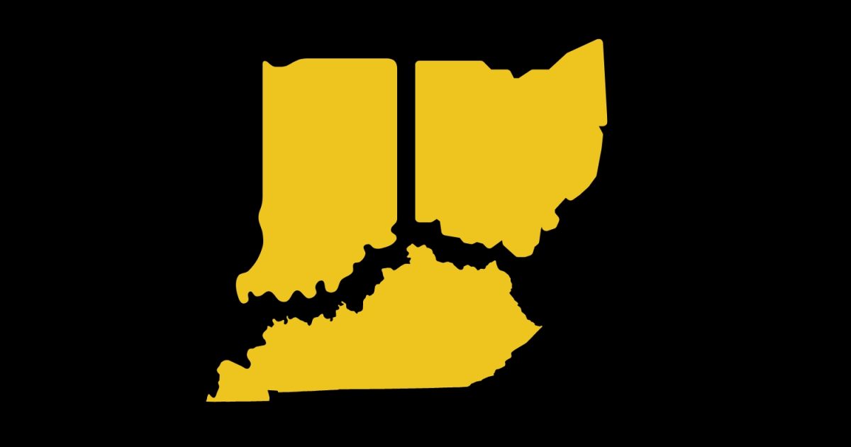 Graphic of Indiana, Ohio and Kentucky. 