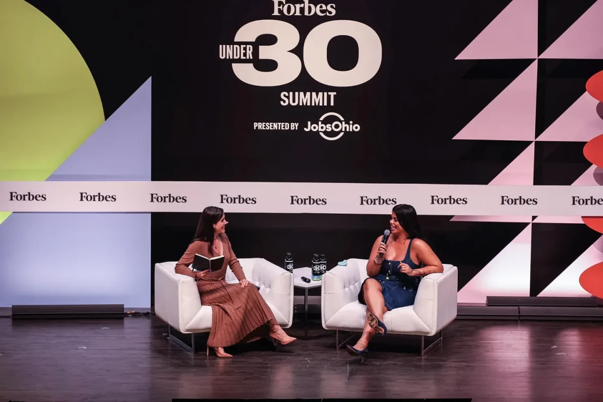 Content creator Drew Afualo (right) took the stage on Monday afternoon at Forbes' Under 30 Summit.