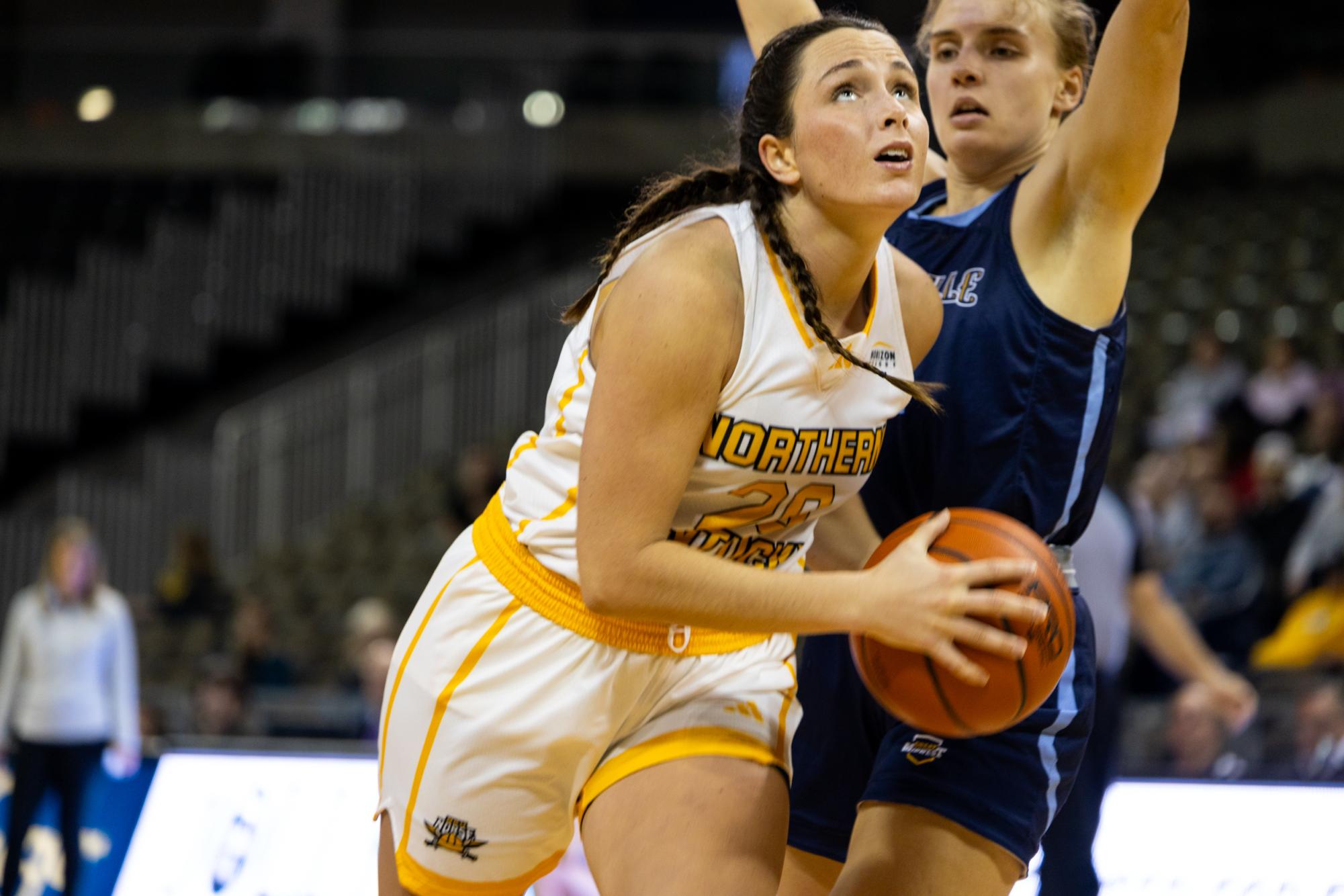 Macey Blevins goes to the basket for two of her game-high 22 points Friday.