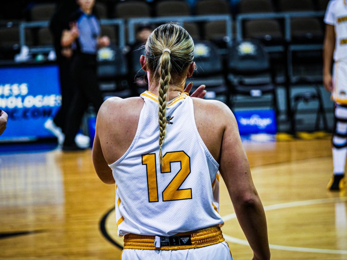 Anna Hamilton checks into the game in the first quarter.