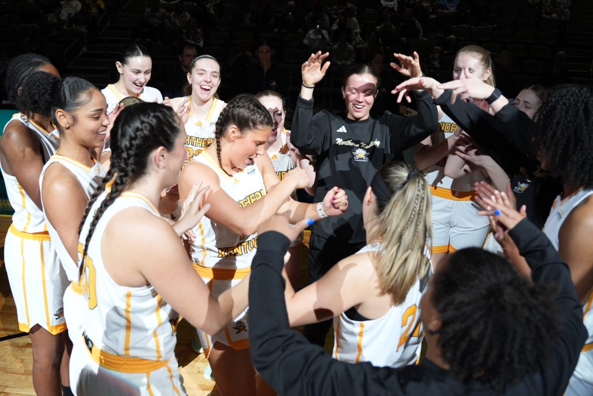 The women's basketball team was hyped up before their game vs IUI.