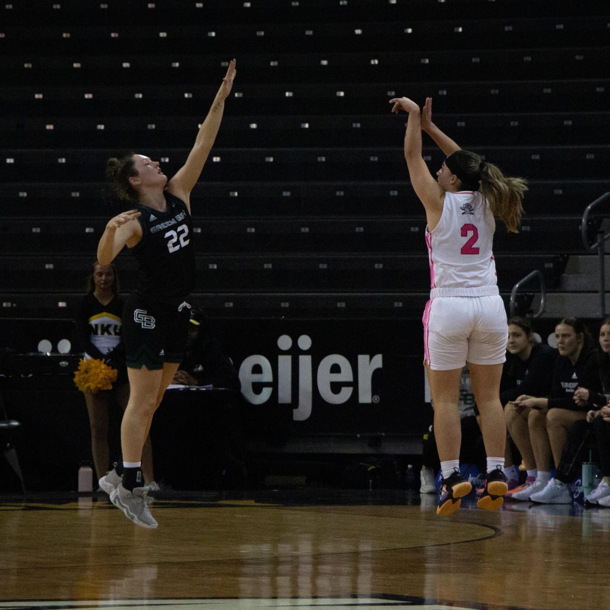 Jaci Jones shooting a three-point jumper. She went 2-5 from three.