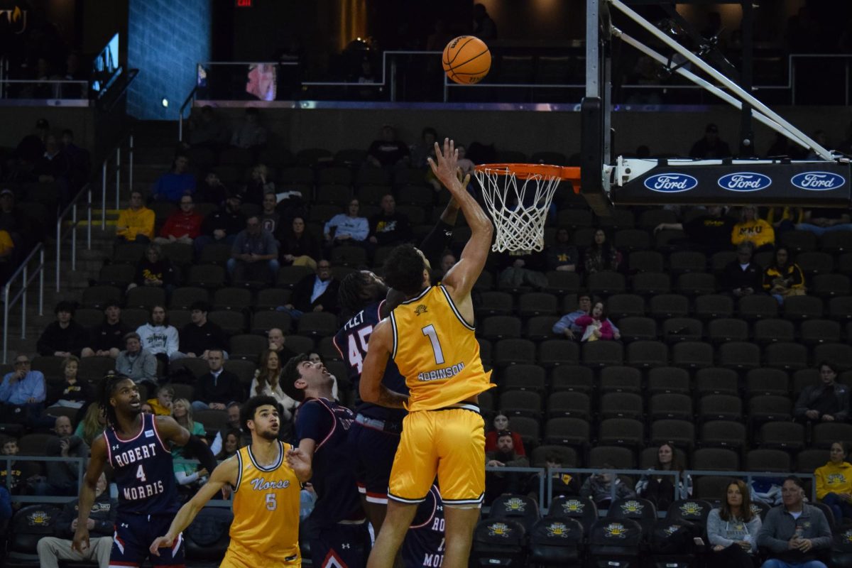 Trey Robinson going up for an alley-oop. He had 19 points.