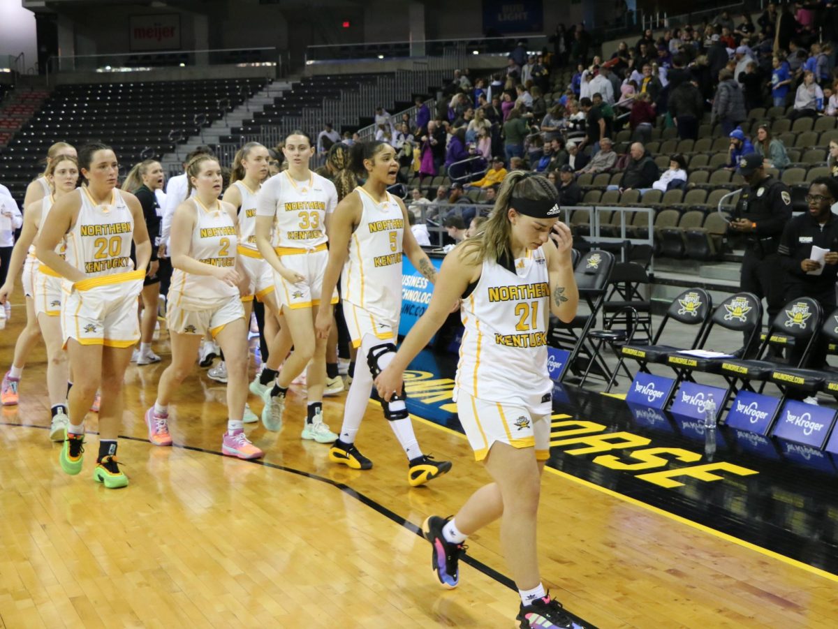 Jaci Jones (21) walks off the court after the Norse's 68-62 loss against Wright State.