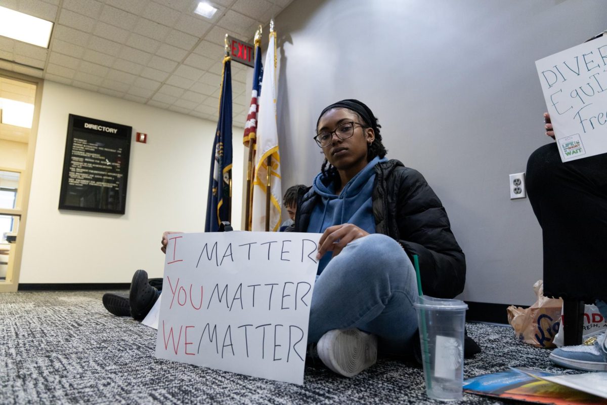 Demonstrators hosted sit-ins throughout the week on the top floor of the Lucas Administrative Center.