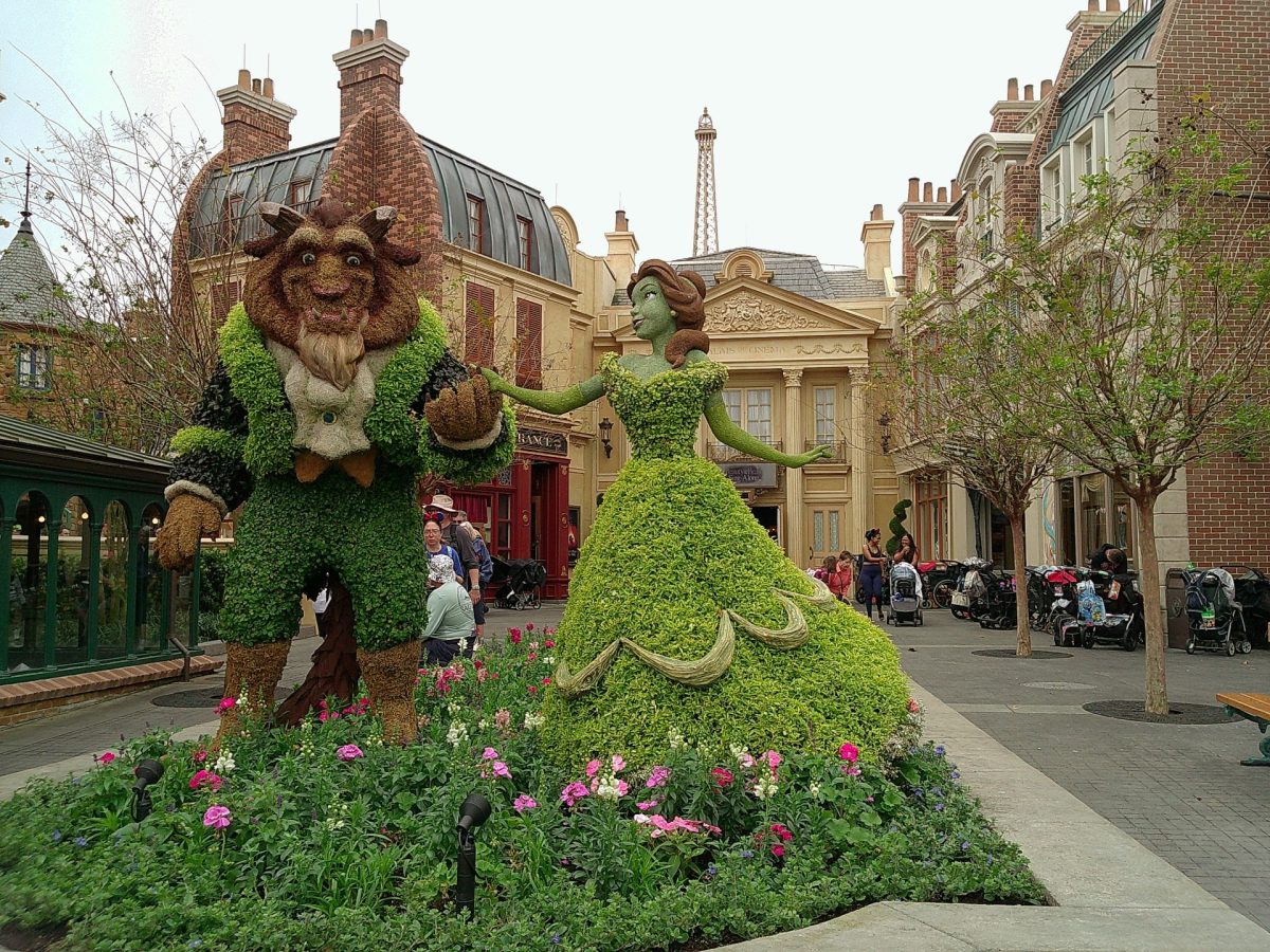 Disney celebrates the Festival of Flowers with beloved characters like “Beauty and the Beast” made from flowers.